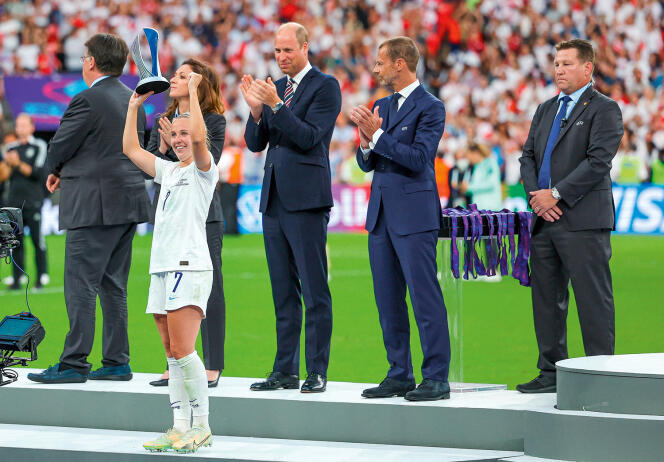 England striker Beth Mead, crowned best player and top scorer at the Women's Euro Football Championship, on July 31, 2022, at Wembley Stadium, London.
