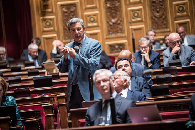 Le sénateur socialiste de Paris David Assouline prend la parole lors de l’examen du projet de loi de finances rectificative, visant à financer les mesures de soutien au pouvoir d’achat, le 1er août 2022.