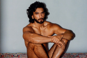 Photograph from a series of nude portraits of actor Ranveer Singh, published in the quarterly 