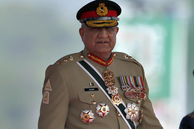 Pakistani army chief General Qamar Javed Bajwa attends a military parade in Islamabad, on March 23, 2022.