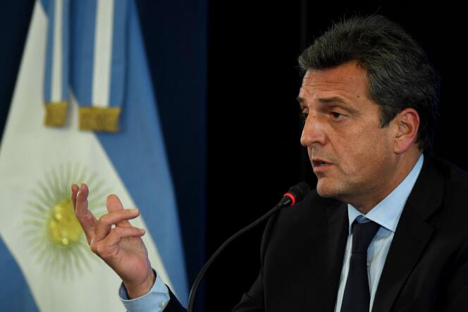 Argentina's new economy minister, Sergio Massa, at a press conference in Buenos Aires on August 3, 2022.