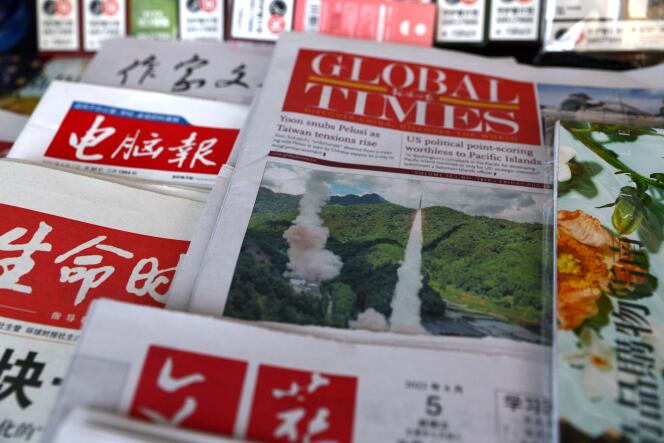 Une photo des manoeuvres chinoises sur Taïwan, en « une » du quotidien nationaliste « Global Times » le vendredi 5 août 2022 à Pékin.