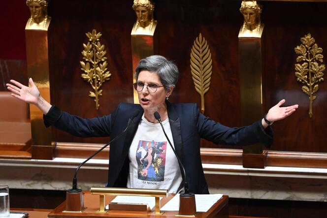 Sandrine Rousseau, deputy Europe Ecologie-Les Verts and member of the New People's Ecological and Social Union, at the National Assembly, August 3, 2022. 