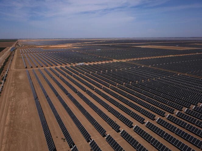 Solar panels near Huron in California's Central Valley on July 23, 2021.