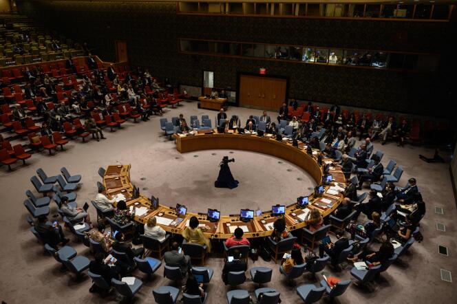 During the meeting of the Security Council at the United Nations headquarters in New York on August 11, 2022.
