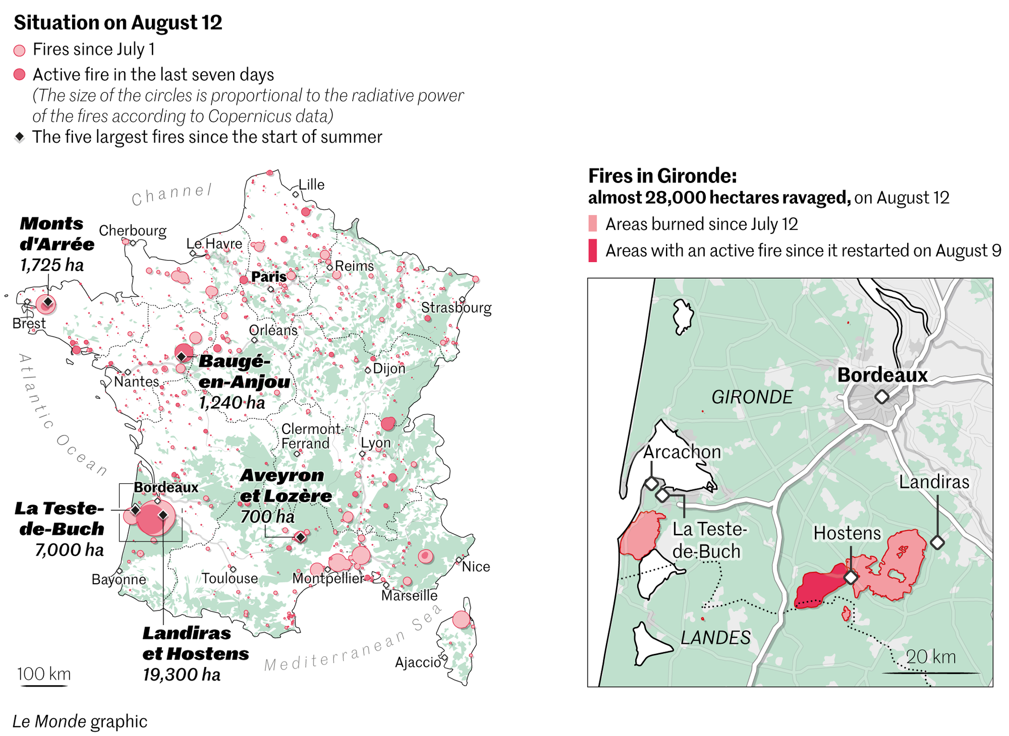 Map Of Wildfires In France Since The Start Of The Summer Map Of Wildfires In France Since The Start Of The Summer