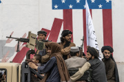 Taliban celebrate the anniversary of their capture of Kabul, in front of the U.S. Embassy in the Afghan capital, August 15, 2022.
