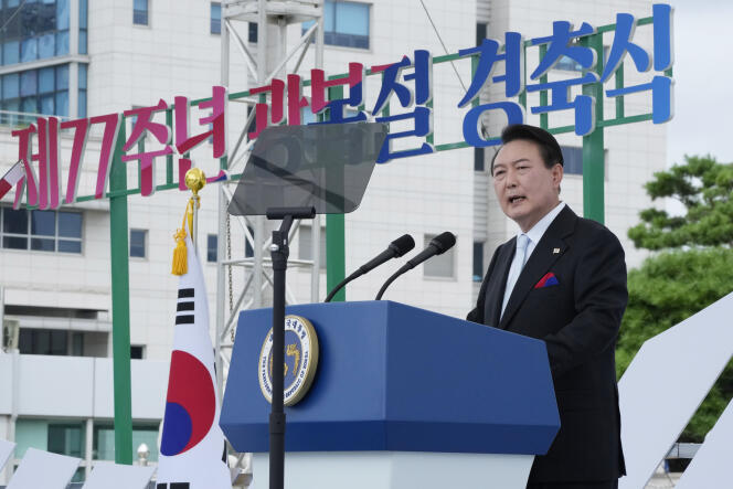 Le président sud-coréen, Yoon Seok-youl, à Séoul, le 15 août 2022