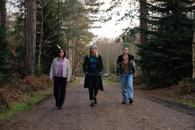 Bibi (Sarah Greene), Eva (Sharon Horgan) and Becka (Eve Hewson), three of the five Garvey sisters, in “Bad Sisters”.
