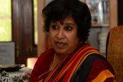 La romancière bangladaise Taslima Nasreen dans sa résidence de New Delhi, le 1er novembre 2016, .