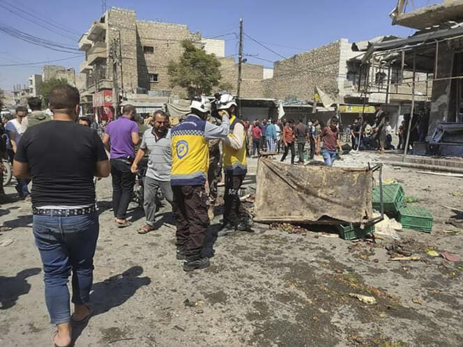 A Al-Bab, une localité sous contrôle de factions syriennes pro-Ankara, située près de la frontière syro-turque où « des tirs d’artillerie des forces prorégimes sur un marché ont tué 17 civils, dont 6 enfants », selon l’OSDH, le 19 août 2022.