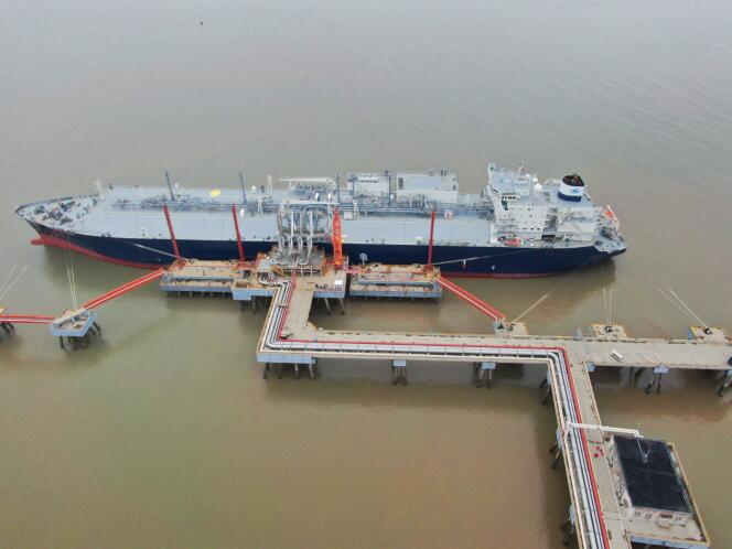 La terminal de GNL de Guanghui Energy en Qidong, China, el 10 de marzo de 2021, que en particular recibe entregas de Egipto. 