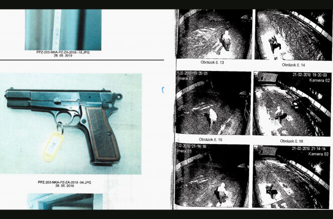 Elements taken from the Slovak police investigation file into the assassination of Jan Kuciak in February 2018: photos of the weapon that killed the journalist and CCTV footage.