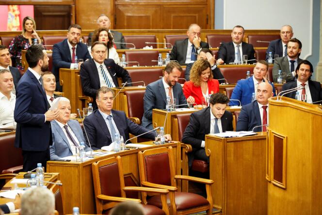 El Parlamento de Montenegro en sesión, el 19 de agosto de 2022, en la capital Podgorica.