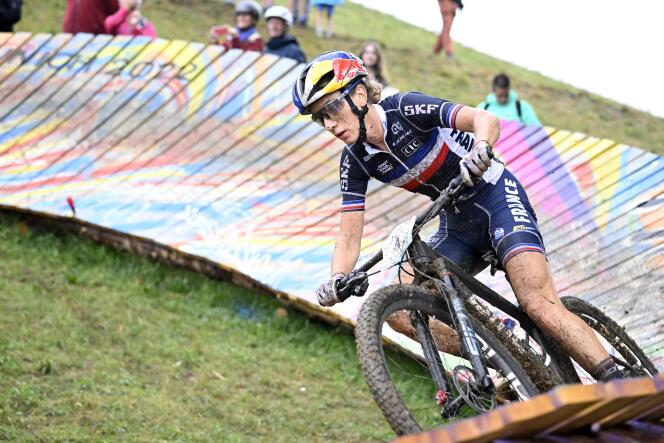 The French Pauline Ferrand-Prévot during the final of the European Mountain Bike Championships, in Munich (Germany), on August 20. 