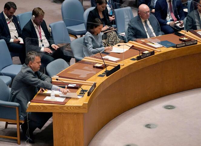 Sergiy Kyslytsya (izquierda), Representante Permanente de Ucrania ante las Naciones Unidas, y el Embajador de Rusia ante la ONU Vassily Nebenzia (derecha) en el Consejo de Seguridad de Nueva York el 23 de agosto de 2022.