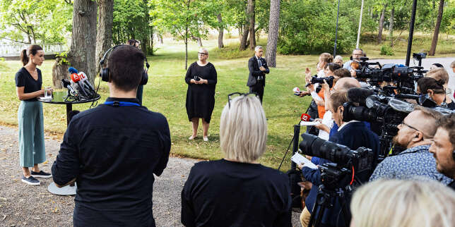 La première ministre finlandaise, Sanna Marin, lors de sa conférence de presse, à Helsinki, le 19 août.
