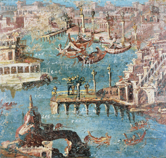 Un port du sud de l’Italie, fresque antique retrouvée dans les environs de Pompei.