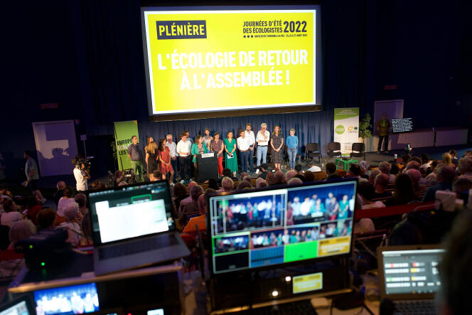 Opening session of the summer days of ecologists, in the presence in particular of Julien Bayou, Cyrielle Châtelain, Sandrine Rousseau and Aurélien Tâché, in Grenoble, August 25, 2022.