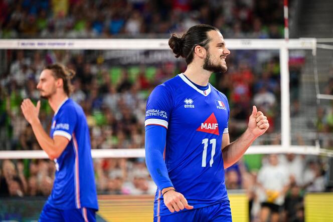 The setter for the French volleyball team, Antoine Brizard, during the Slovenia-France match in Ljubljana, on August 28, 2022, in the pool match of the world championship.