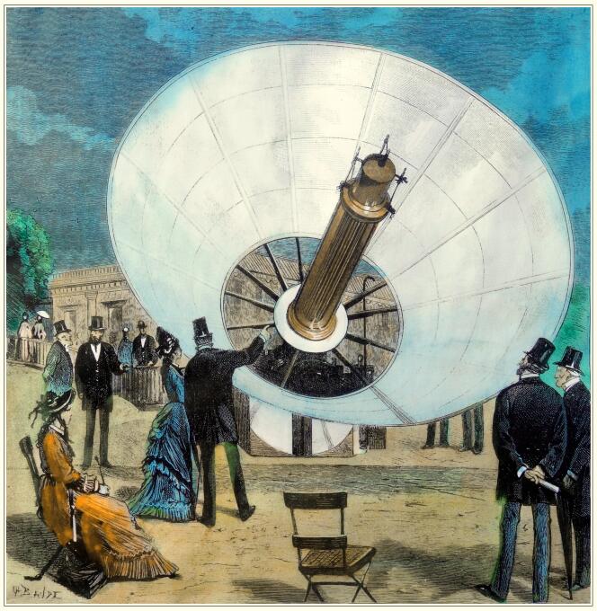 Auguste Mouchot's solar oven at the Universal Exhibition in Paris in 1878.