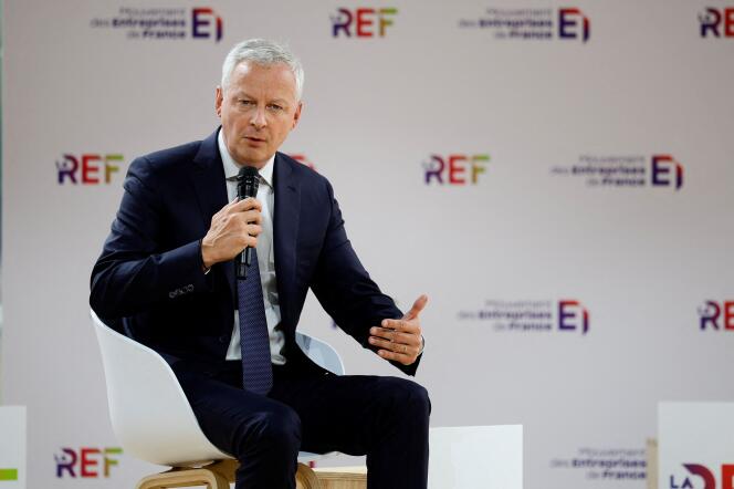 The Minister of Economy and Finance, Bruno Le Maire, during his speech at the Medef summer universities, in Paris, Tuesday August 30, 2022.
