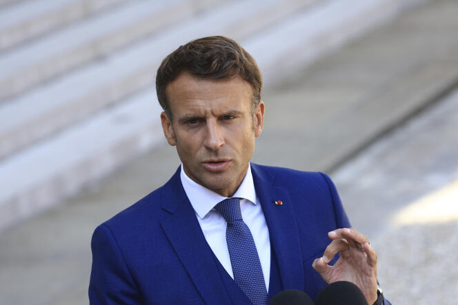 Emmanuel Macron, at the Elysée Palace, August 29, 2022.