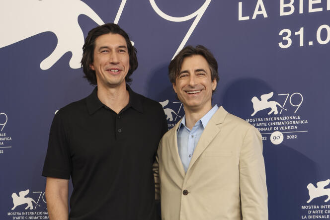 Actor Adam Driver and director Noah Baumbach at the Venice Film Festival on August 31, 2022.