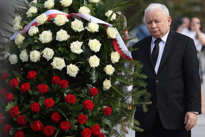 Poland's ruling party leader Jaroslaw Kaczynski at a ceremony marking the anniversary of World War II in Warsaw on September 1, 2022.