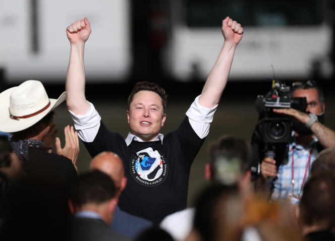 Elon Musk during the launch of the Falcon 9 rocket from Cape Canaveral, Florida on May 30, 2020.