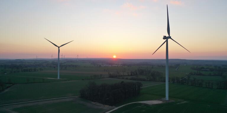 Une ferme éolienne à Monterfil (Ille-et-Vilaine), en mars 2021.