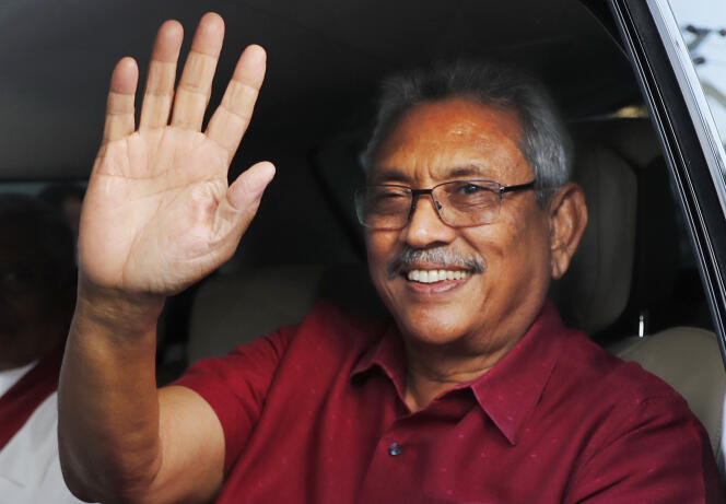 Gotabaya Rajapaksa during the announcement of his presidential victory on November 17, 2019 in Colombo.