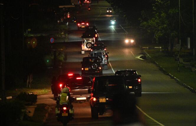A convoy of vehicles likely to transport former Sri Lankan President Gotabaya Rajapaksa will leave Bandaranaike International Airport in Colombo at the beginning of September 3, 2022. 