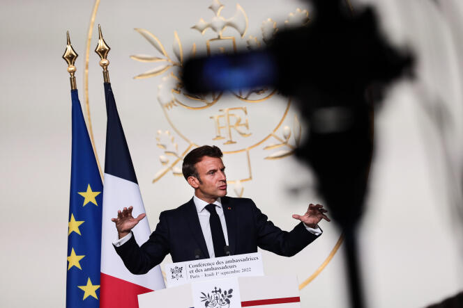 Emmanuel Macron, le 1er septembre 2022 à l’Elysée.