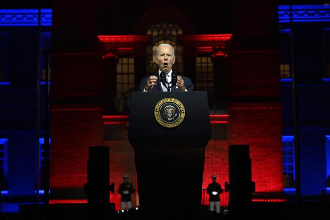 Joe Biden à Philadelphia, le 1er septembre 2022.