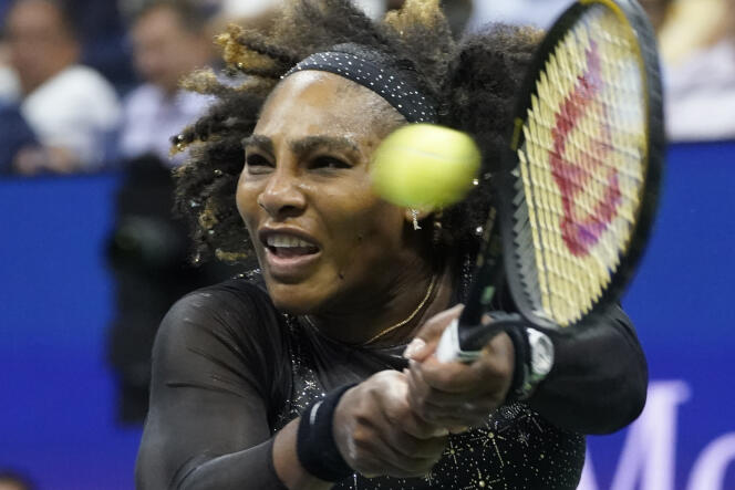 One of the last racquet shots of Serena Williams' career, on September 2, 2022, in New York, during her defeat in the third round of the US Open, in New York, against Ajla Tomljanovic.
