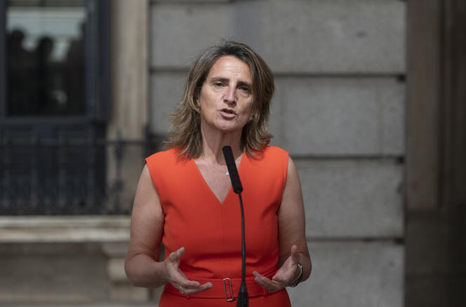 La ministre de la transition énergétique espagnole, Teresa Ribera, lors d’une séance plénière du Congrès des députés, à Madrid, le 9 juin 2022.