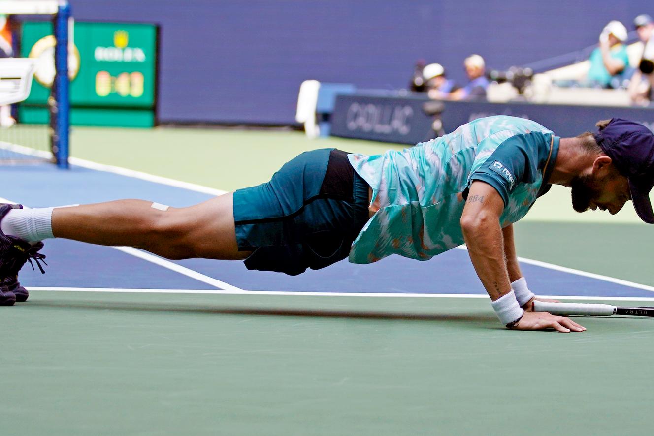 Francuski Corentin Moutier podczas US Open 4 września 2022 w Nowym Jorku (USA).