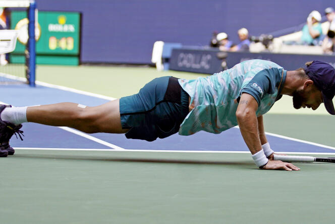 Il francese Corentin Moutier, durante gli US Open, 4 settembre 2022, a New York (USA).
