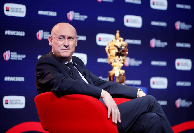 Bernard Laporte, during the 2023 World Cup draw at the Palais Brongniart, Paris, on December 14, 2020.