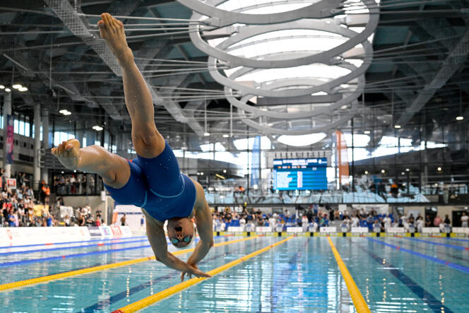 During the French swimming championships, in Limoges, on April 10. 