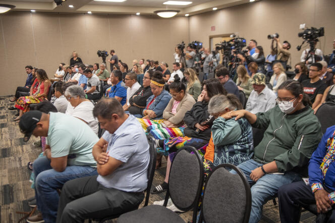 Conferenza stampa della tribù indigena James Smith Cree Nation, a Saskatoon nella provincia di Saskatchewan, Canada, 7 settembre 2022.