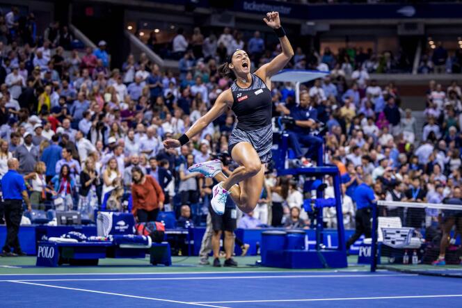 Caroline Garcia after her victory over Coco Gauff at the US Open, September 7, 2022. 