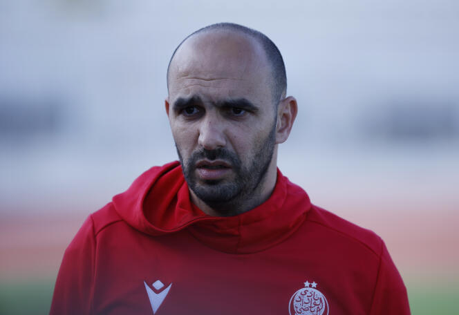 Coach Walid Regragui during training at Wydad Athletic Club in Casablanca on May 29, 2022.