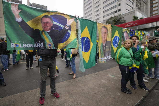 Supporters of Brazilian President Jair Bolsonaro demonstrate during the bicentenary of the country's independence in Sao Paulo on September 7, 2022.