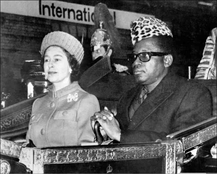 Con il presidente zairese Mobutu Sese Seko, a Londra, nel dicembre 1973.