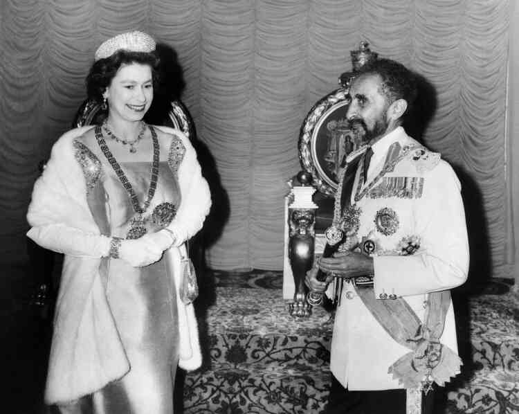 With Ethiopian Emperor Haile Selassie during a state visit to Addis Ababa in February 1965.