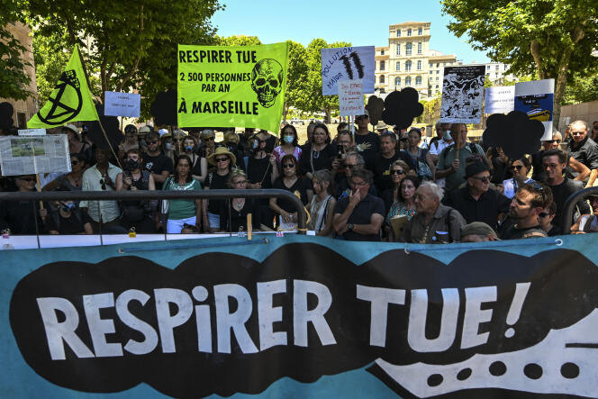 Manifestation contre la pollution du transport maritime à Marseille, dans le sud-est de la France, en juin 2022.