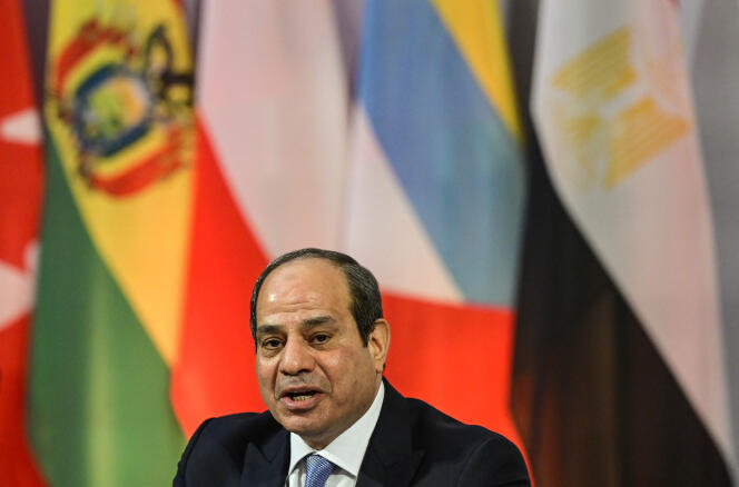Le président égyptien, Abdel Fattah al-Sissi, lors d’une réunion du Dialogue de Petersberg sur le climat, à Berlin, le 18 juillet 2022.