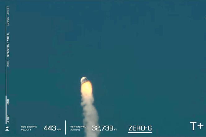 Image communiquée par Blue Origin, qui montre l’échec du décollage de la fusée, lundi 12 septembre 2022.